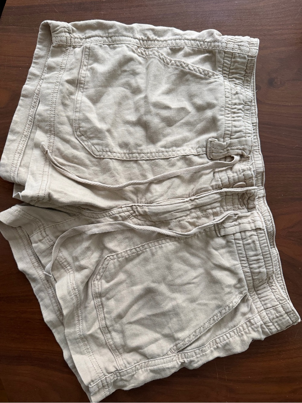 American Eagle Beige Drawstring Cotton Shorts - Size 4